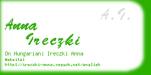 anna ireczki business card